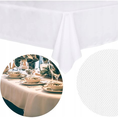 MANTEL DE NAVIDAD PREMIUM PARA MESA DECORATIVO DE NOCHEBUENA BLANCO LISO 140x220 cm (1/5)
