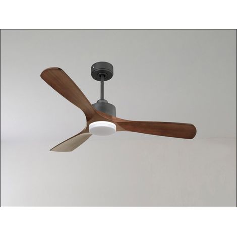 Modulo Regular Ring - Super destratificateur et ventilateur DC 132 cm Gris basalte pales bois clair sans Lumière 25 à 40 m² (1/5)
