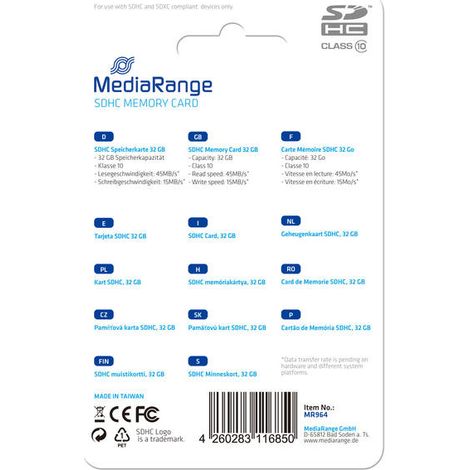 CARD MediaRange Speicherkarte 32GB SDHC Klasse 10 (1/3)
