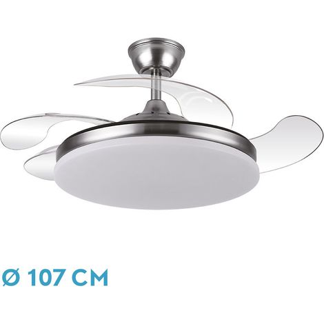 Ventilador de techo DC "Tridente" regulable con mando a distancia (59W 3CCT 6980lm) color níquel (1/3)