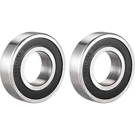 Juego de 2 rodamientos de bolas sellados 6206-2RS, 30 x 62 x 16 mm, prelubricados, doble sello de acero cromado, rodamiento de bolas ranurado 6206RS (1/4)