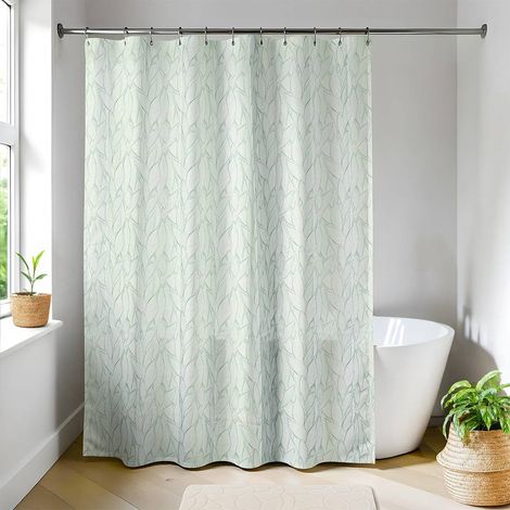 Cortina de ducha de poliéster 180 x 200 cm con estampado de hojas - brume - Tendance (1/3)