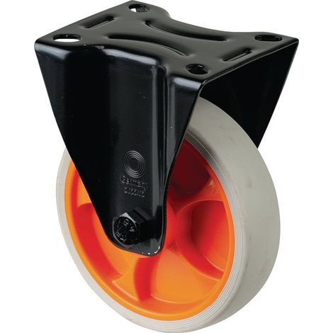 Roue à rouleau D.125mm capacité 120kg plaque en caoutchouc L104xB80mm couleur gris clair (1/2)