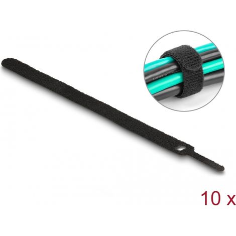 Delock Brida para cable con gancho y lazo LA 200 x AN 12 mm negro 10 piezas