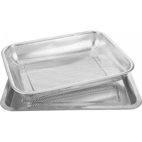 Égouttoir à huile rectangulaire en acier inoxydable, passoire carrée, tamis, plaque de cuisson, grille à bacon et frites, grille à poulet
