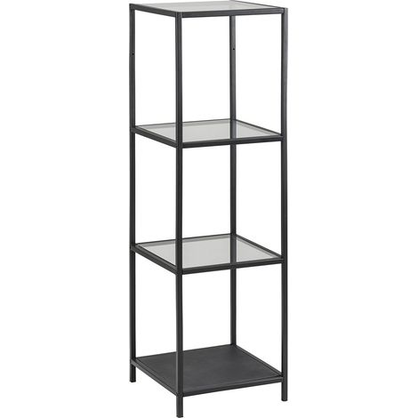 Bibliothèque avec 3 Étagères, Étagère en Métal et Verre de Style Industriel, Étagère de Rangement pour le Salon, Facile à Monter, H : 119, 5 x L : 35 x D : 37 cm (1/5)