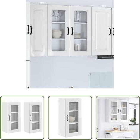 vidaXL Küchenwandschrank - Küchenschrank Kalmar 2 pcs Hochglanz Weiß 40 x 31 x 80 cm (1/5)