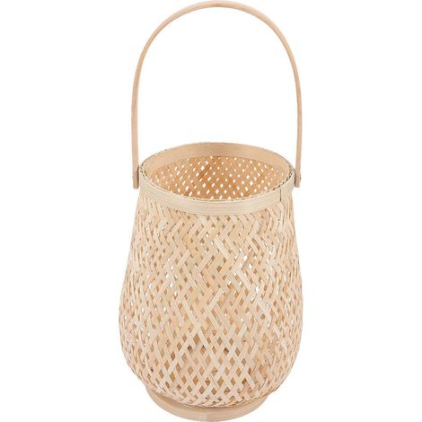 Lanterne-bougie en bambou tressé à la main avec poignée, porte-bougie décoratif, peut être utilisée comme objet de décoration de table, lampadaire ou élément de décoration intérieure, style minimalist (1/5)
