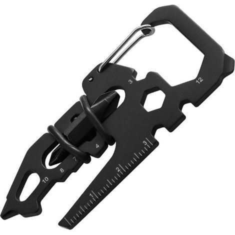 Carte en acier inoxydable, multi-outils minimaliste, kit d'outils clés, outil multi-outil multifonction de camping, outil pour porte-clés, outil de poche avec description de fonction (A) (1/5)