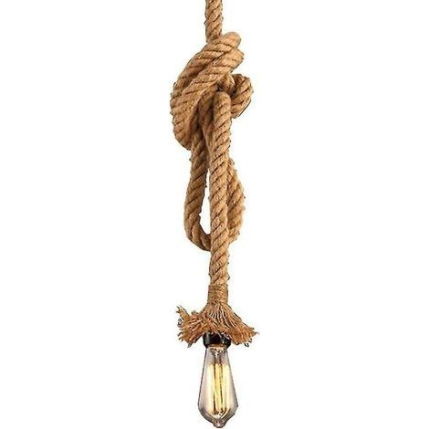 Pendant Light Fixture Hemp Rope Lamp Vintage Rope Lighting 6.5ft 200cm Single Head E26 E27 Base For Restaurant Dining Room Bedrooms (1/5)