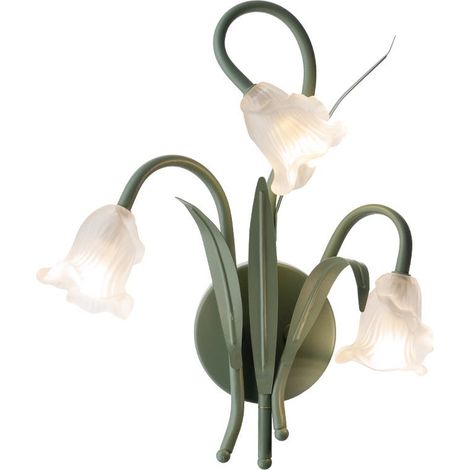 Applique murale LEMROE 3 LED verre fleur lumineuse, éclairage décoratif d'intérieur, lampe de chevet élégante avec abat-jour floral, ampoules intégrées (1/5)