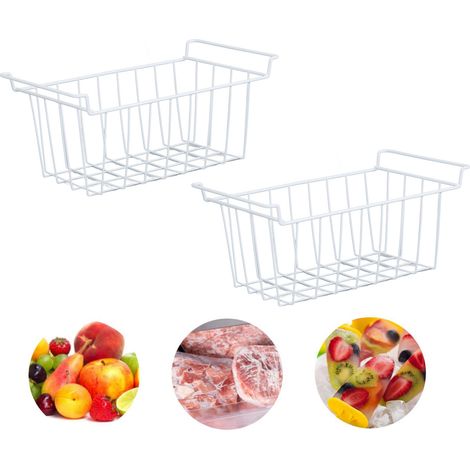 Cesta metálica para congelador con revestimiento de PE, 39 x 24,5 x 20 cm, para organización del almacenamiento en el frigorífico. (1/5)