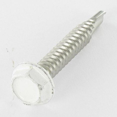 Vis autoperceuse Tête hexagonale TH 6.3X40 Inox A2 RAL9010 blanc pur-10 pièces