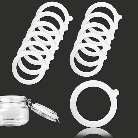 CCYKXA  Pack of 12 Interchangeable 70 x 95 mm Silicone Seals for Glass and Rubber Jars (White) (1/5)