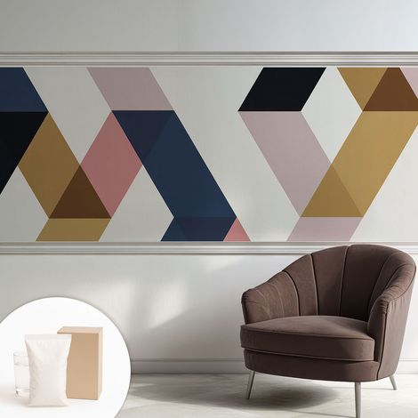Papier peint intissé mural installation rapide du papier peint durable et résistante - Colle incluse gratuite Losanges colorés 250x104 cm (1/5)