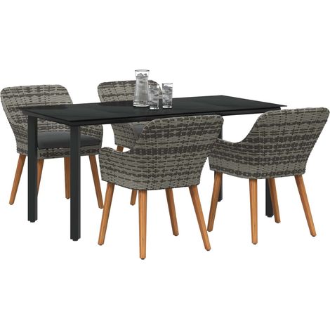 Maison Exclusive - Conjunto de Comedor de Jardín 5 pcs Gris ratán (1/4)
