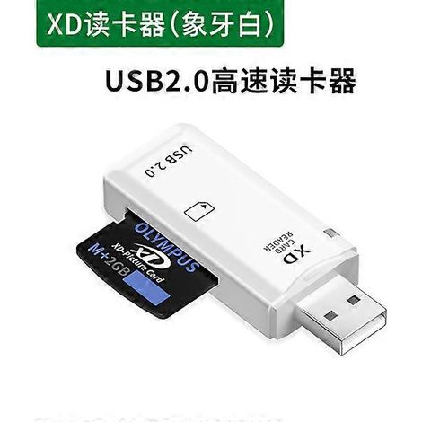 Lecteur de cartes USB XD pour appareils photo Fuji et Olympus. Adaptateur lecteur de cartes mémoire USB 2.0 XD jusqu'à 480 Mo/s, lecteur de cartes photo XD facile à lire. (1/3)
