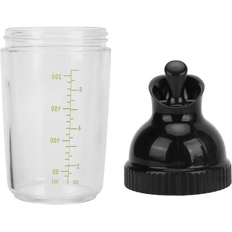 200ml salad dressing shaker cup, BPA-free, leak-proof, with lid, kitchen salad dressing jar (black) (1/5)