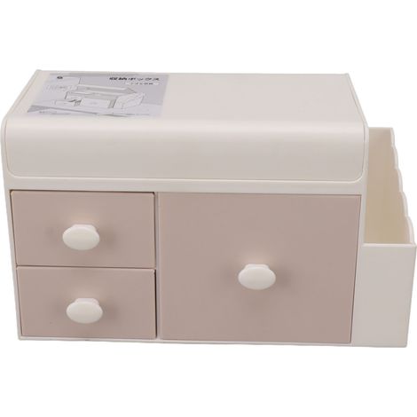 Boîte de rangement à 3 tiroirs latéraux, contenant en plastique pour bijoux cosmétiques, rose