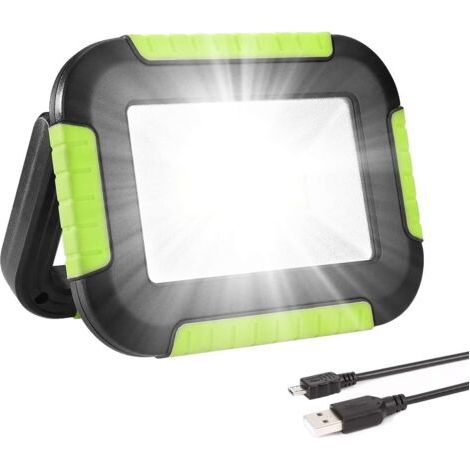 Projecteur LED portable, rechargeable, 3 modes de luminosité, durable, adapté au campingetc., blanc froid, piles incluses