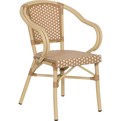 Silla de ratán sintético crema 57x57x84cm