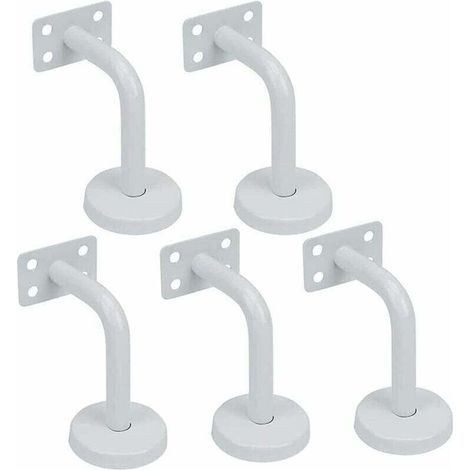 5pcs Supports de Main Courante d'Escalier, Supports Acier Inoxydable Blanc de Rampe d'Escalier-60x80mm-Vis de montage fournis-Pour Fixation Rampes d'Escalier et garde corps Intérieure et Extéri (1/4)