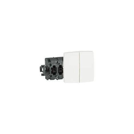 Legrand – Interrupteur double va-et-vient ASL saillie blanc – 10AX pour lampes fluorescentes – Mécanisme avec enjoliveur – Thermoplastique brillant