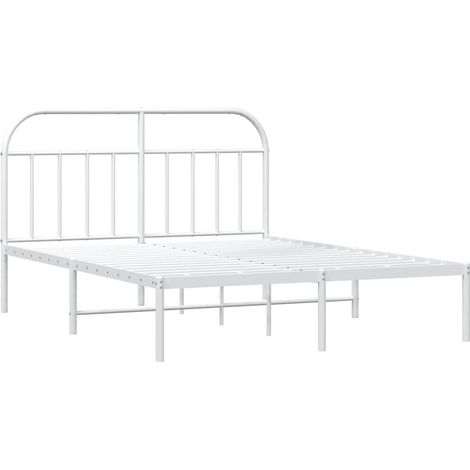 vidaXL Cadre de lit métal sans matelas et tête de lit blanc 180x200 cm (1/5)