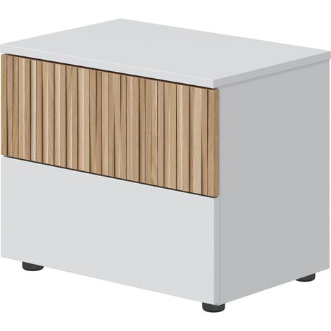Mesita de noche Ethna color Natur y blanco Artik 50x42x34 cm (1/5)