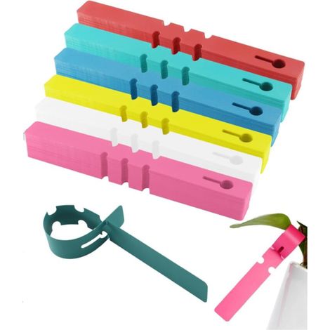 (6 Couleurs)600 Pièces Etiquettes en Plastique pour Plantes Base D'eau Noir, 2 x 21cm Suspendus Étiquettes de Plantes, Etiquette Jardin