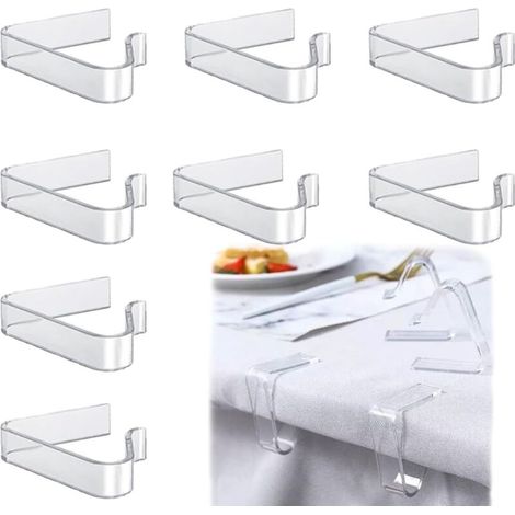 Pince Nappe Table, 8 Pièces Pince Pour Nappe de Table, Transparent Pince Table Nappe, Attache Nappe de Table Exterieur Convient aux Réunions de Famille aux Réunions Scolaires (1/4)