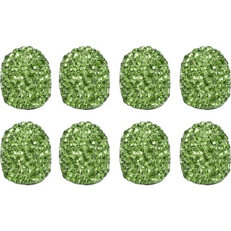 Bouchon de tige de Valve de pneu de voiture, 8 pièces, strass scintillant fait à la main, attrayant universel pour Modification vert (1/5)