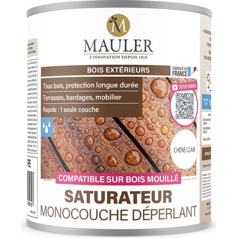 Saturateur monocouchebois et terrasse - 10L Mat Chêne Clair - Protection UV et intempéries - Saturateur monocouche déperlant Mauler