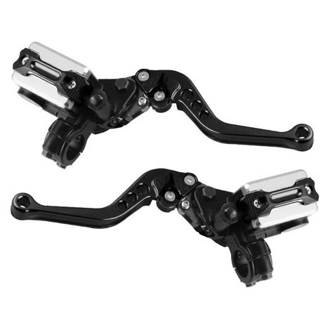 Modified CNC machined aluminum alloy motorcycle brake and clutch levers, 7/8" handlebars, adjustable dual hydraulic pump (1/5)