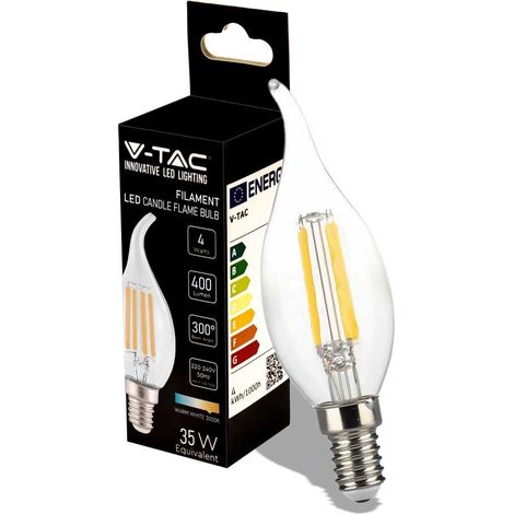 LED LAMPADINA 4W FILAMENTO E14 CLEAR COVER CANDELA FLAME 3000K - Luce CALDA (1/6)