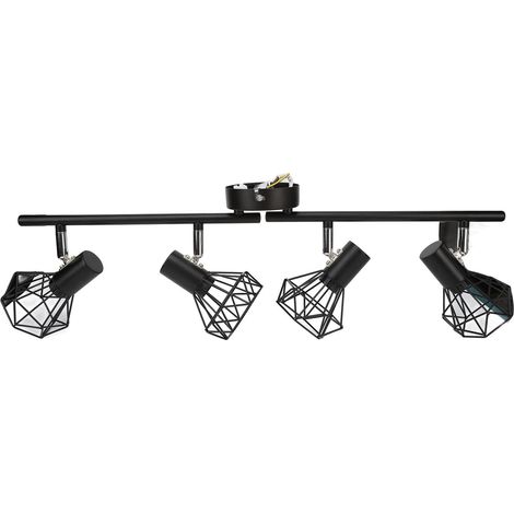 Kit d'éclairage sur rail LED à 4 spots orientables pour plafond, idéal pour cuisines, chambres et restaurants. (1/5)