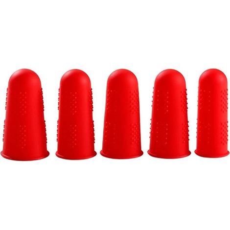 Gants résistants aux coupures, 5 pièces Silicone doigt protecteur anti-rayures résistant aux hautes températures anti-brûlure anti-dérapant anti-coupure doigt for la cuisine cuisine Coupe extensible c (1/5)