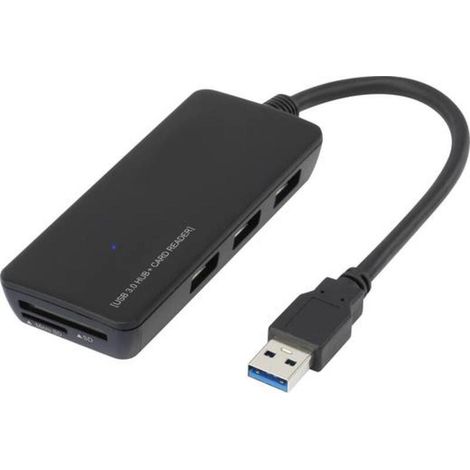 [NEUWERTIG] B-Ware Renkforce - 3 Port USB 3.0-Hub eingebautem SD-Kartenleser USB-Hub Multiplikator (1/2)