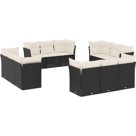 Maison Exclusive - 12-tlg. Garten-Sofagarnitur mit Kissen Schwarz