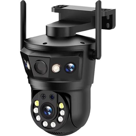 Caméra IP WiFi PTZ 6K 12mp, 3 objectifs, sans Fil, étanche, for l'extérieur, Suivi Automatique, vidéosurveillance, sécurité, Audio bidirectionnel(12MP Add 32G Card) (1/5)