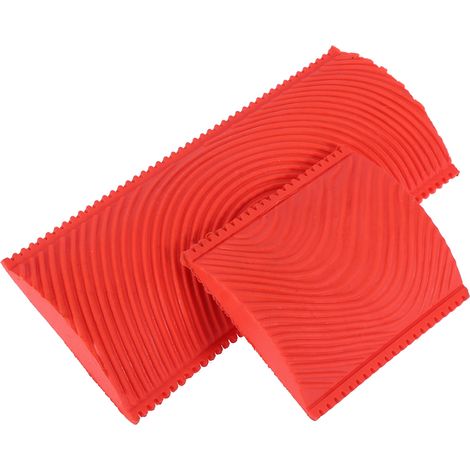 Ensemble de 2 pinceaux en caoutchouc à effet bois pour peinture murale DIY (1/5)