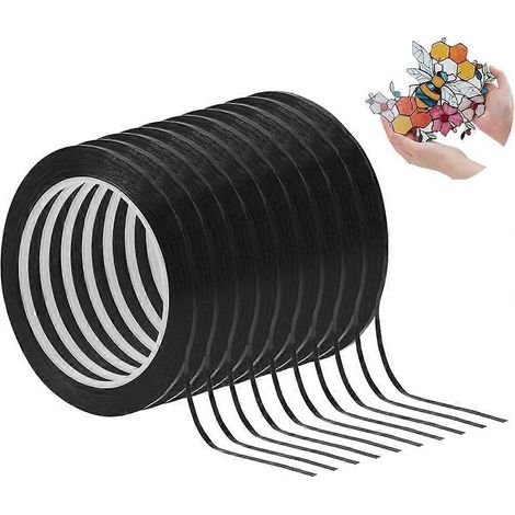 Packung mit 10 Zierleisten in Kantenoptik, 3 mm breites, hitzebeständiges PET-Klebeband, 66 m (216,54 ft), schwarz, Aufkleber von Gallery-Decals für DIY-Projekte (1/5)