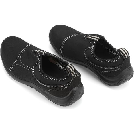 Paire de chaussures de sécurité élastiques en toile PU, en acier, anti-écrasement, anti-perforation, antistatiques pour usine, atelier, cuisine (45) (1/5)