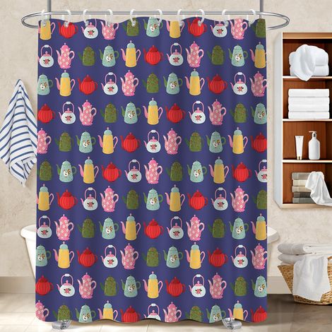 Ensemble rideau de douche polyester avec anneaux 180x180 design voile de douche pour personne allergique (1/5)