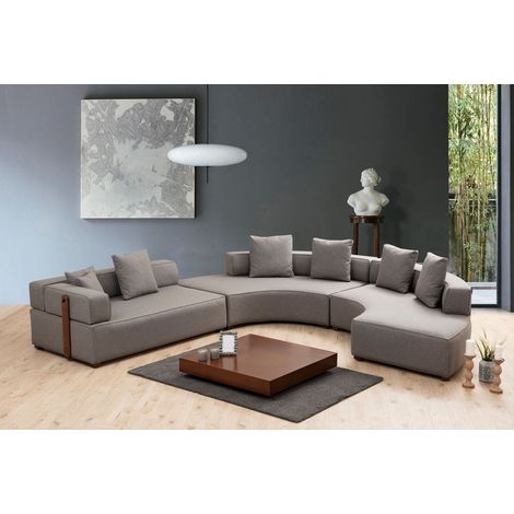 Ecksofa rund links Gondol Grau