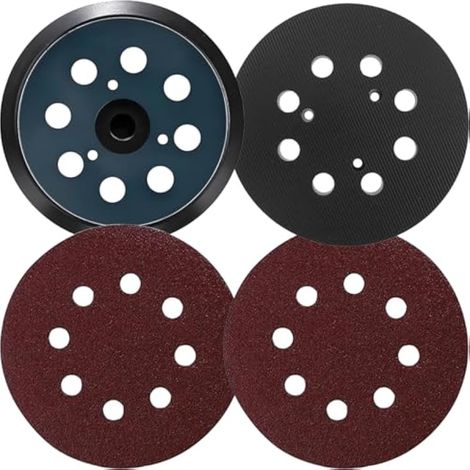 2 tampons de ponçage 5 Pouces 8 Trous de Rechange pour Makita 743081-8 BO5010 BO5030 BO5031 BO5041 Tampon de ponçage 125 mm avec système de Fixation Auto-agrippant Accessoires (1/5)