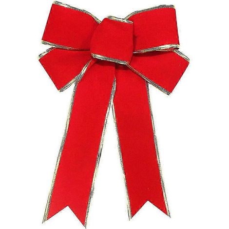 Décorations de Noël en ruban de 25 cm, nœud papillon pour sapin de Noël (rouge) (1/3)