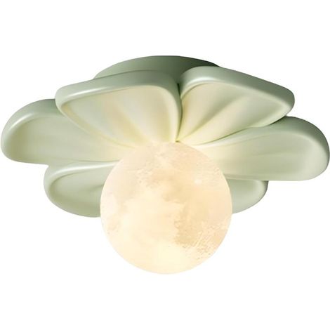 Modern colorful flower-shaped resin LED pendant light, recessed ceiling light for children's room, living room, hallway, green (1/5)