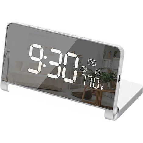 Réveil numérique pour chambre à coucher, veilleuse tricolore, grand écran, réveil de chevet pliable avec affichage 12/24 heures, fonction snooze, affichage de la température, conforme aux normes ADA. (1/4)