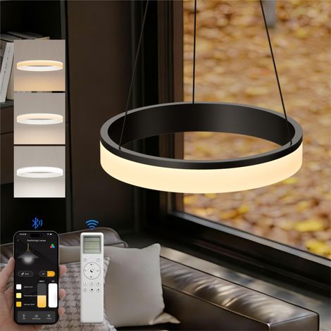 doporro Moderne LED Pendelleuchte – 40cm Dimmbare Esszimmerlampe hängend mit App & Fernbedienung, 3000–6000K, CRI≥95, höhenverstellbar für Esstisch & Wohnraum, Luvina02, Gold (1/5)